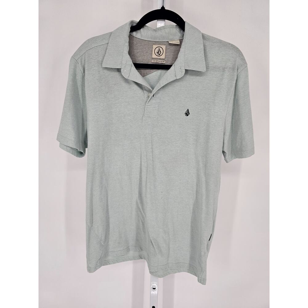 Volcom Mens Sz M Short Sleeve Polo Shirt Light Green Sage